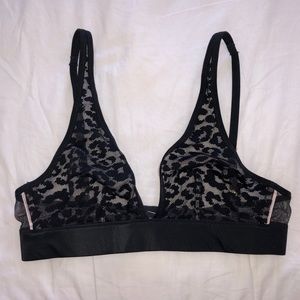 Victoria Secret black mesh cheetah print bralette